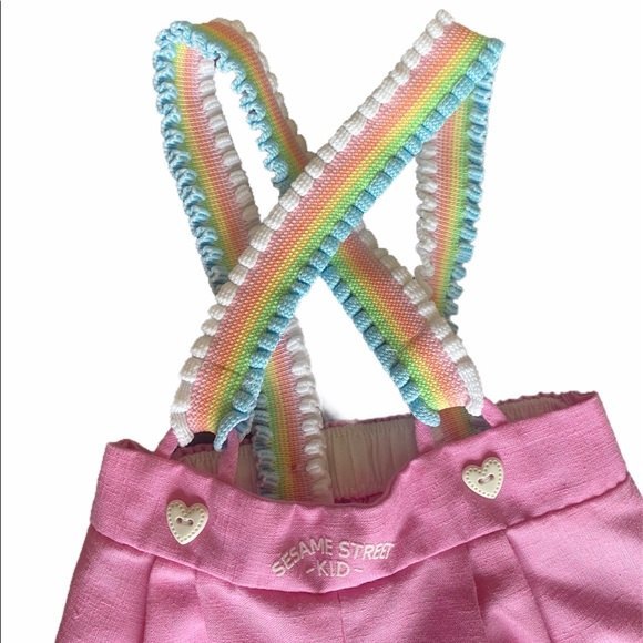 Vintage Sesame Street Kid Pink Pants w Suspenders - Picture 1 of 6